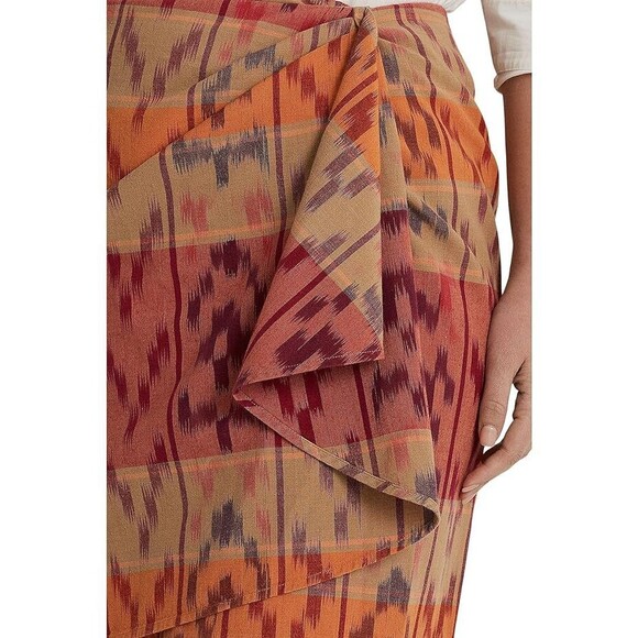 NWT $145 LAUREN Ralph Lauren Plus SIZE Skirt  Geo-Motif Cotton-Linen Wrap - Picture 3 of 12